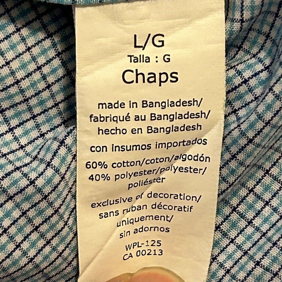 Chaps Easy Care Button-Up Shirt Men's Size L Maroon Blue Long Sleeve - Picture 3 of 16